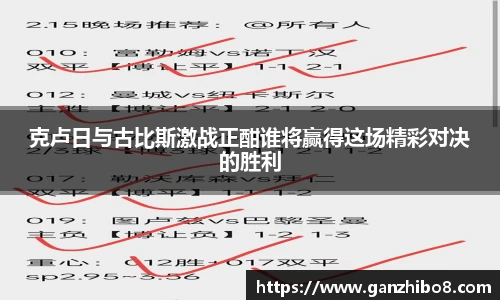 克卢日与古比斯激战正酣谁将赢得这场精彩对决的胜利